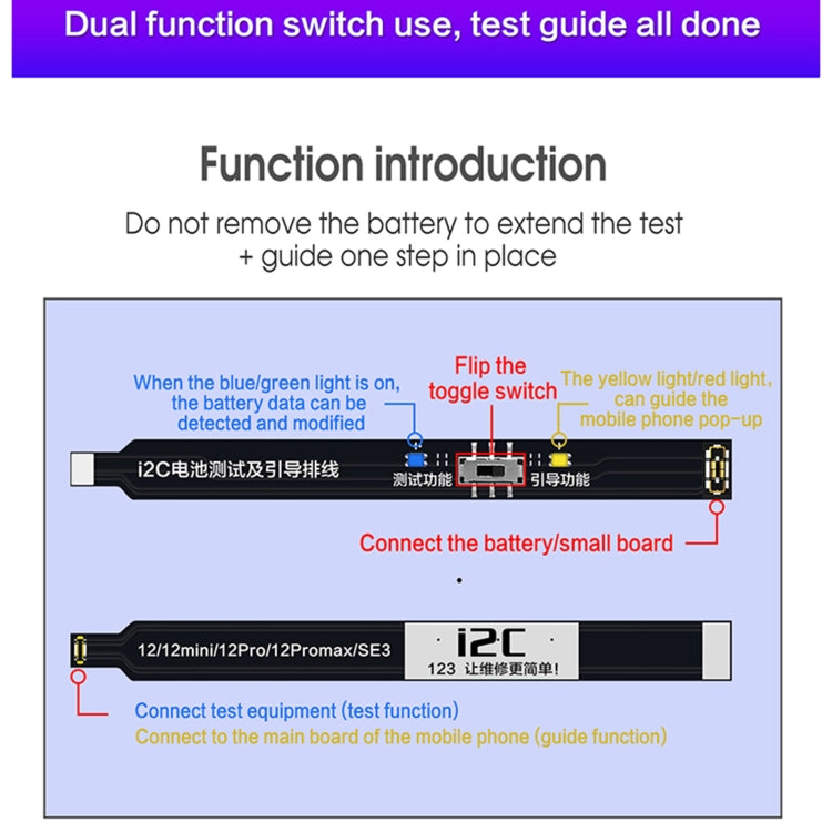 i2C Battery Boot Strap Test Flex Cable for iPhone 13 Pro / Pro Max - Real Data Display, Dual Function & LED Guidance