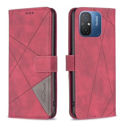 Xiaomi Redmi 12C Rhombus Texture Leather Phone Case with Magnetic Buckle and Card Holder