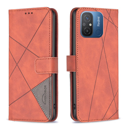 Xiaomi Redmi 12C Rhombus Texture Leather Phone Case with Magnetic Buckle and Card Holder