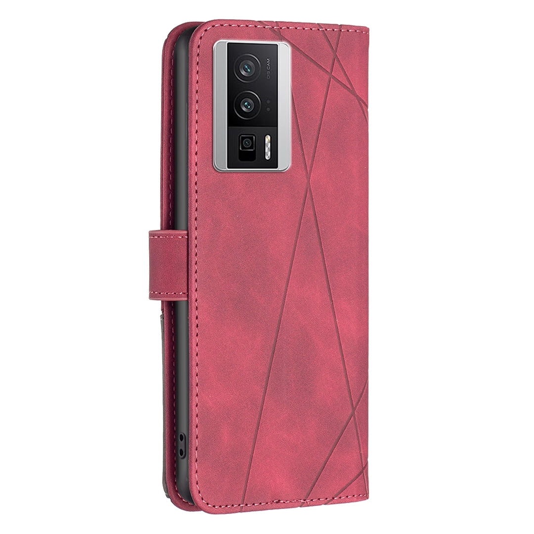 Xiaomi K60 Pro Rhombus Texture Leather Phone Case with Magnetic Buckle and Card Holder