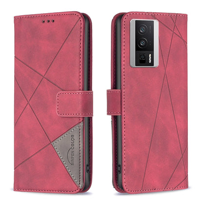 Xiaomi K60 Pro Rhombus Texture Leather Phone Case with Magnetic Buckle and Card Holder