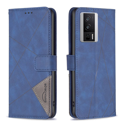 Xiaomi Redmi K60 Rhombus Texture Leather Phone Case with Magnetic Buckle and Card Holder