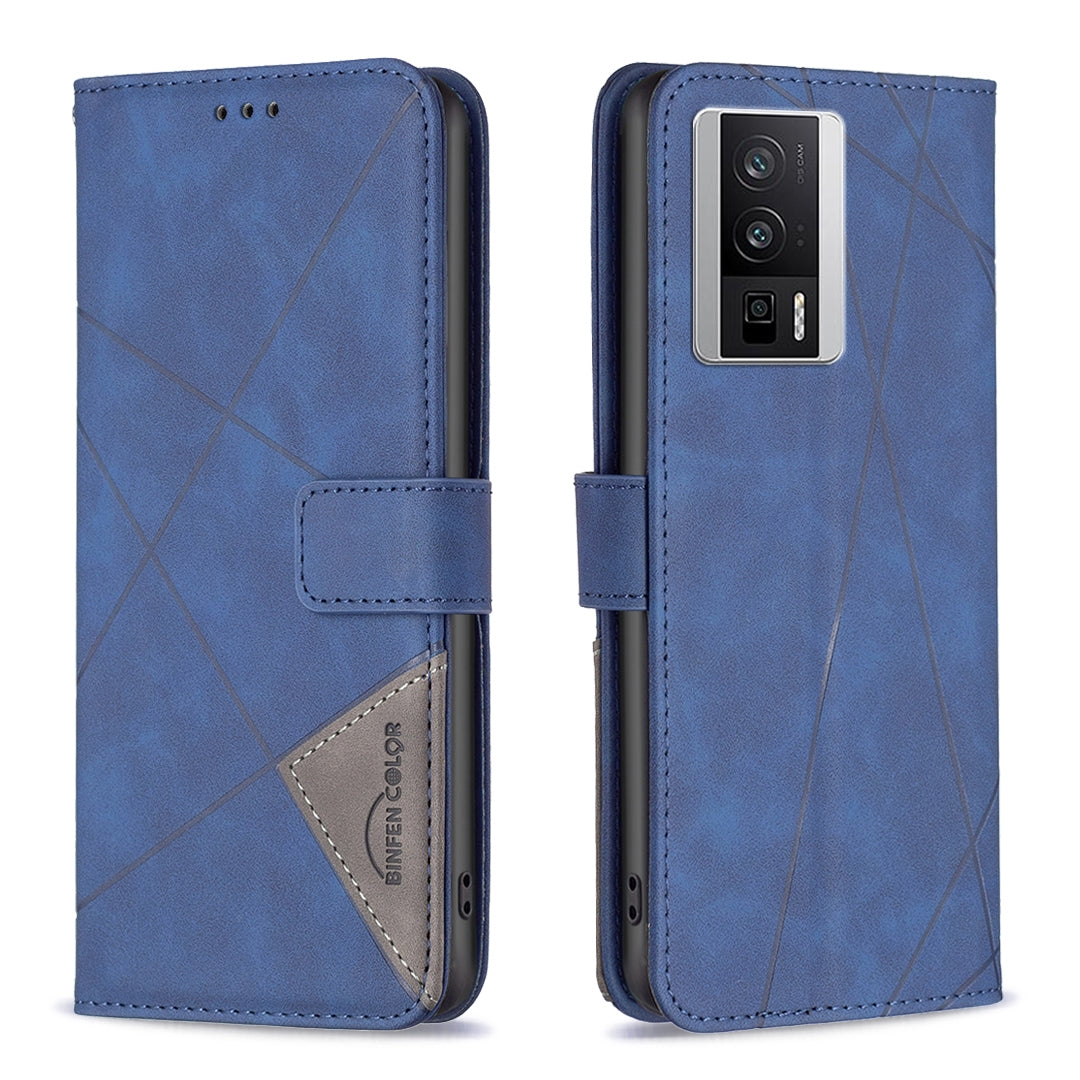 Xiaomi K60 Pro Rhombus Texture Leather Phone Case with Magnetic Buckle and Card Holder