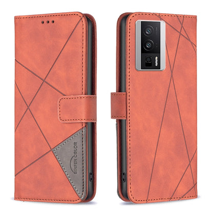 Xiaomi Redmi K60 Rhombus Texture Leather Phone Case with Magnetic Buckle and Card Holder