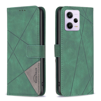 Xiaomi Redmi Note 12 Pro+ Global Rhombus Texture Leather Phone Case with Magnetic Buckle and Card Holder