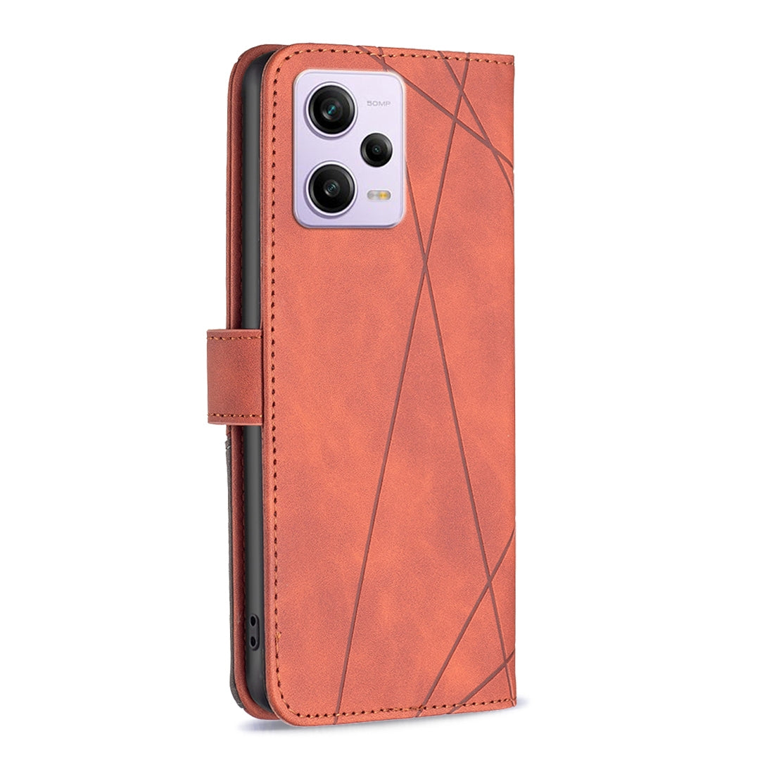 Xiaomi Redmi Note 12 Pro+ Global Rhombus Texture Leather Phone Case with Magnetic Buckle and Card Holder