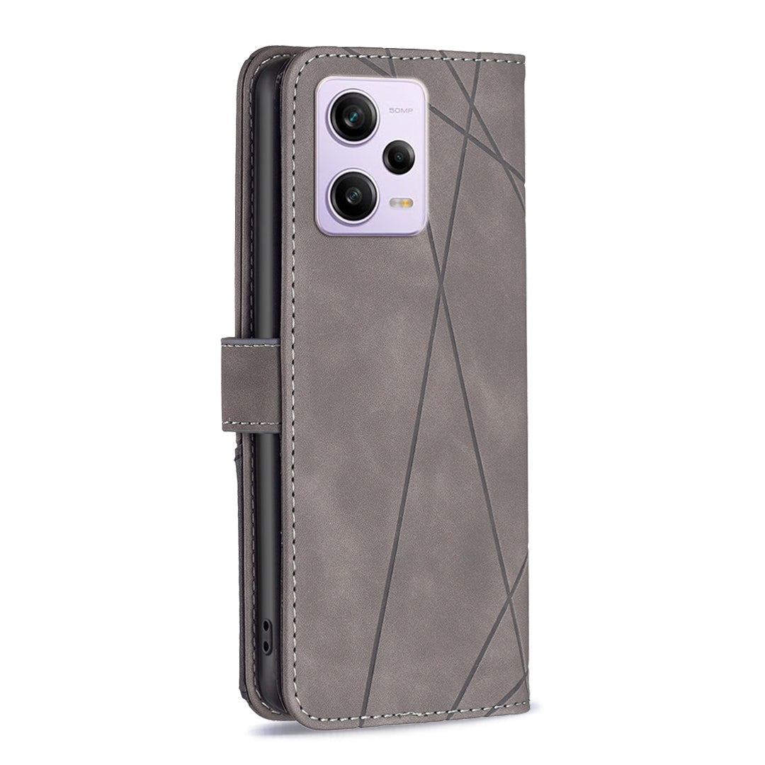 Xiaomi Redmi Note 12 Pro+ Global Rhombus Texture Leather Phone Case with Magnetic Buckle and Card Holder