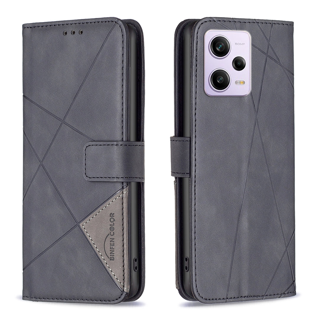 Xiaomi Redmi Note 12 Pro+ Global Rhombus Texture Leather Phone Case with Magnetic Buckle and Card Holder