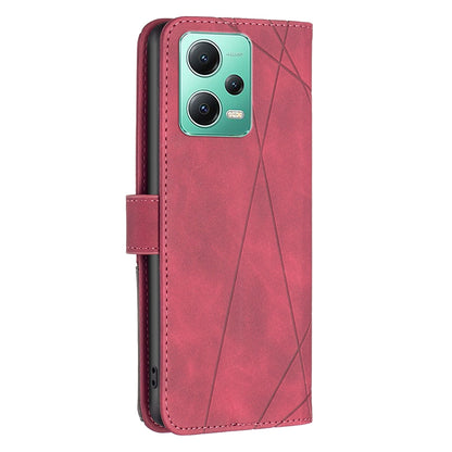 Xiaomi Redmi Note 12 Global Rhombus Texture Leather Phone Case with Magnetic Buckle and Card Holder