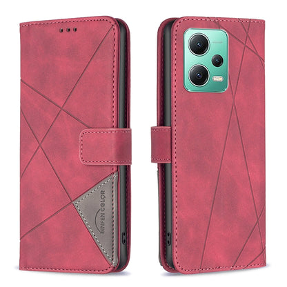 Xiaomi Redmi Note 12 Global Rhombus Texture Leather Phone Case with Magnetic Buckle and Card Holder