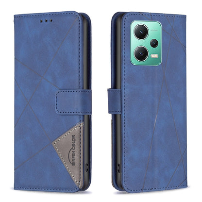 Xiaomi Redmi Note 12 Global Rhombus Texture Leather Phone Case with Magnetic Buckle and Card Holder