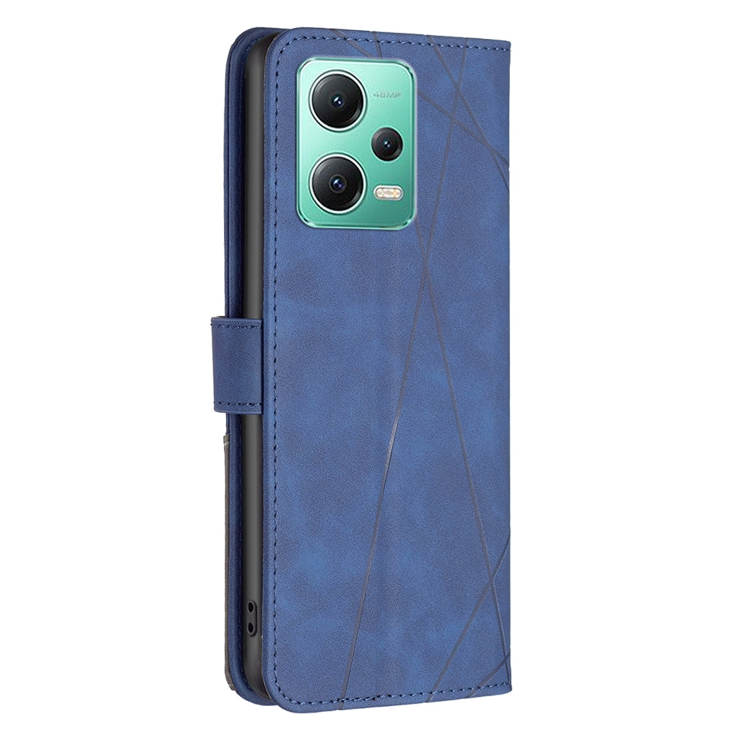 Xiaomi Redmi Note 12 Global Rhombus Texture Leather Phone Case with Magnetic Buckle and Card Holder