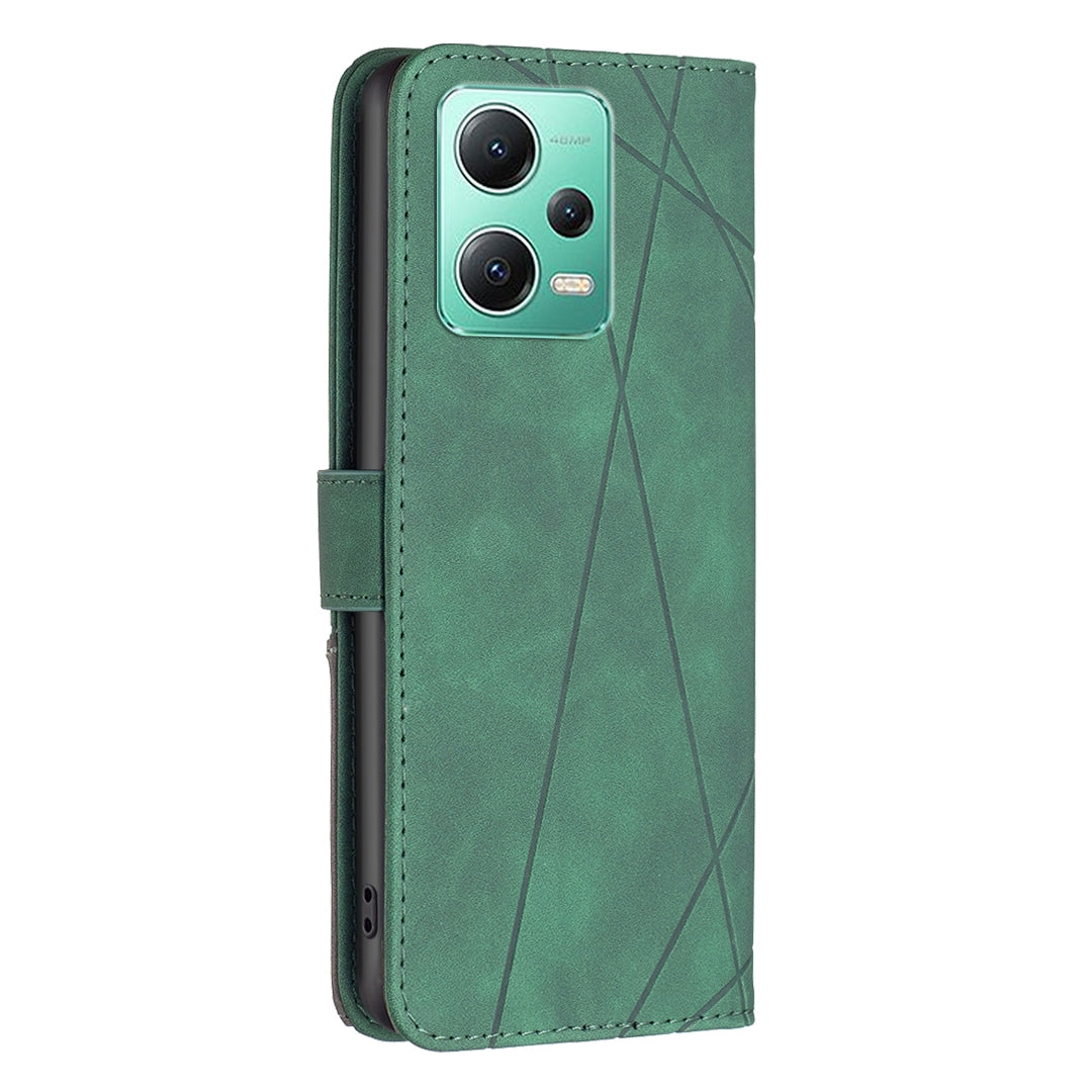 Xiaomi Redmi Note 12 Global Rhombus Texture Leather Phone Case with Magnetic Buckle and Card Holder