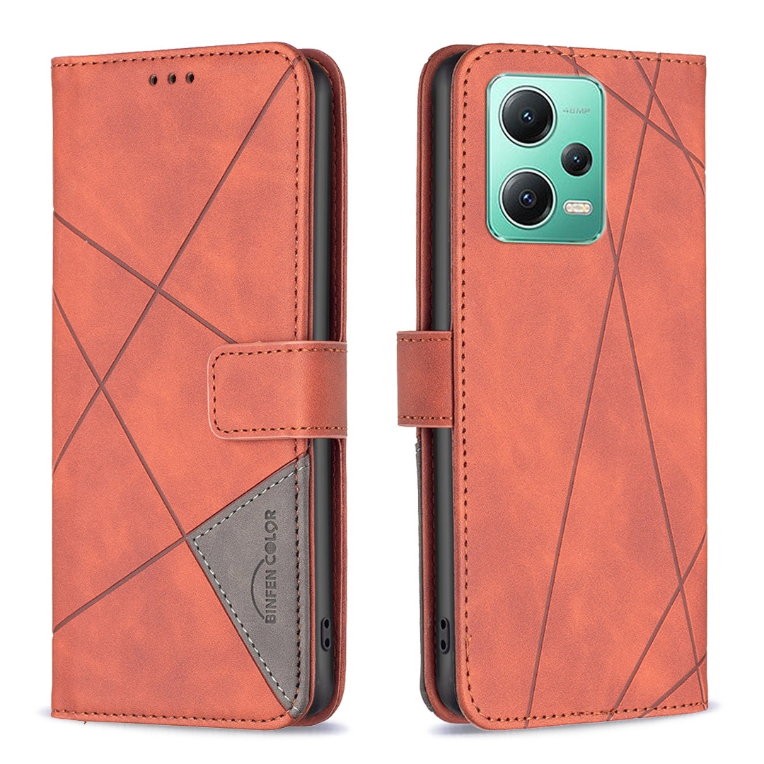 Xiaomi Redmi Note 12 Global Rhombus Texture Leather Phone Case with Magnetic Buckle and Card Holder