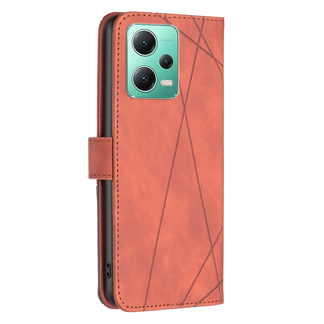 Xiaomi Redmi Note 12 Global Rhombus Texture Leather Phone Case with Magnetic Buckle and Card Holder