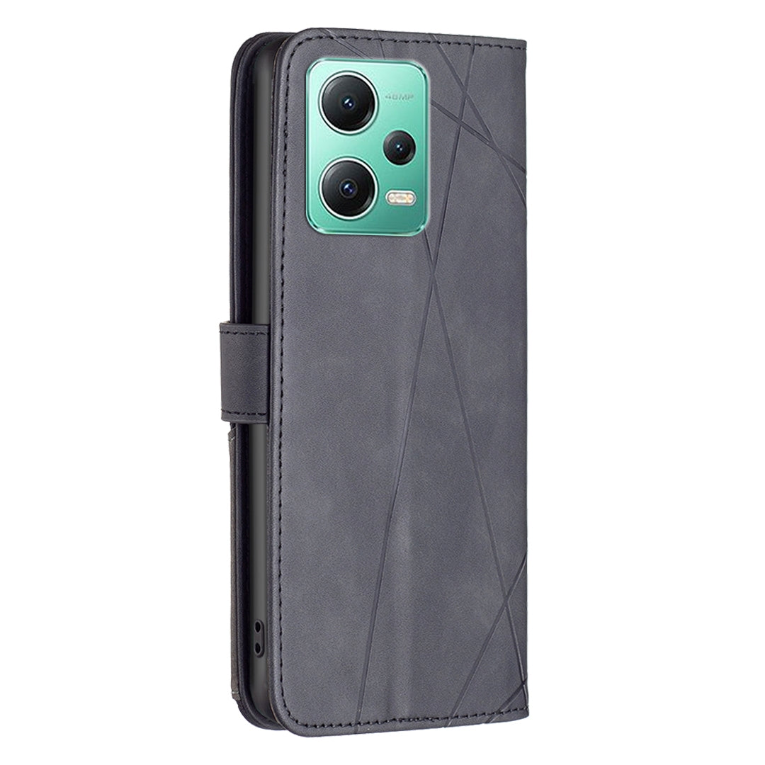 Xiaomi Redmi Note 12 Global Rhombus Texture Leather Phone Case with Magnetic Buckle and Card Holder