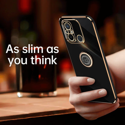 Xiaomi Redmi 12C 4G Tough TPU Phone Case with 6D Electroplate, Straight Edge Design, and Comfortable Ring Holder