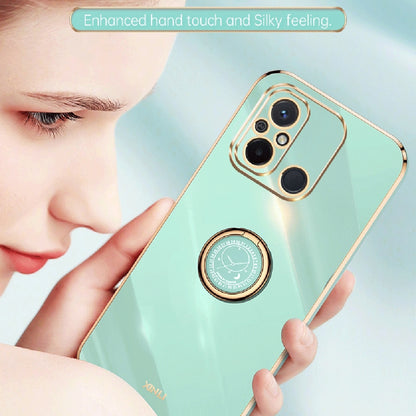 Xiaomi Redmi 12C 4G Tough TPU Phone Case with 6D Electroplate, Straight Edge Design, and Comfortable Ring Holder