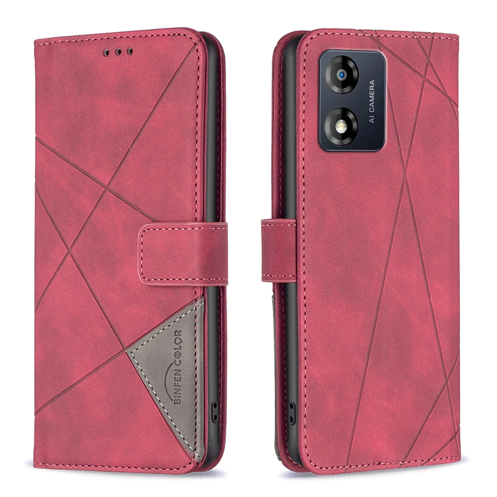 Motorola Moto E13 4G Rhombus Texture Leather Phone Case with Magnetic Buckle and Card Holder