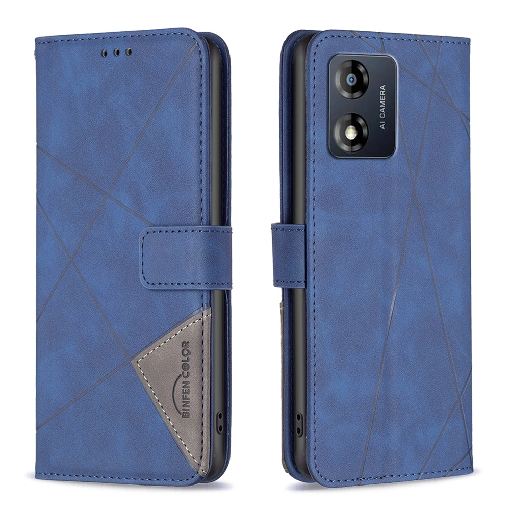 Motorola Moto E13 4G Rhombus Texture Leather Phone Case with Magnetic Buckle and Card Holder