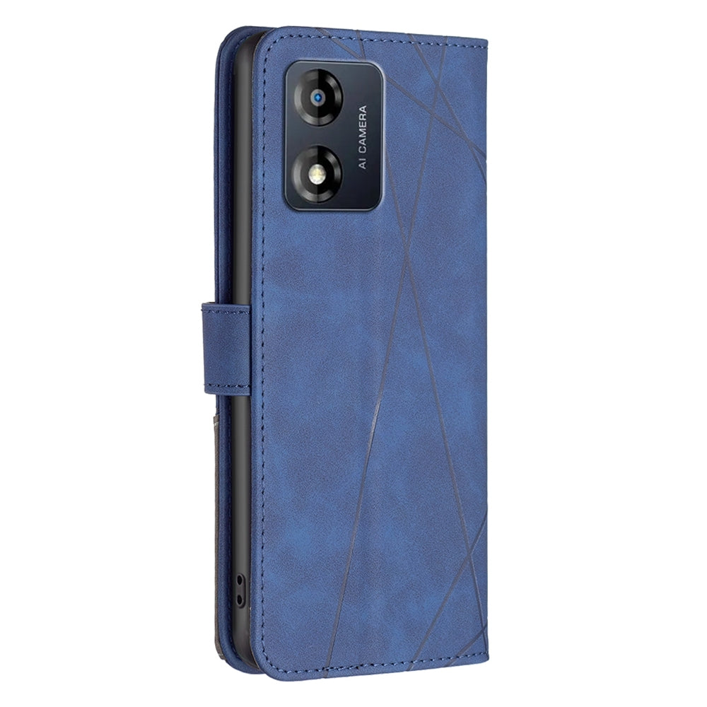 Motorola Moto E13 4G Rhombus Texture Leather Phone Case with Magnetic Buckle and Card Holder