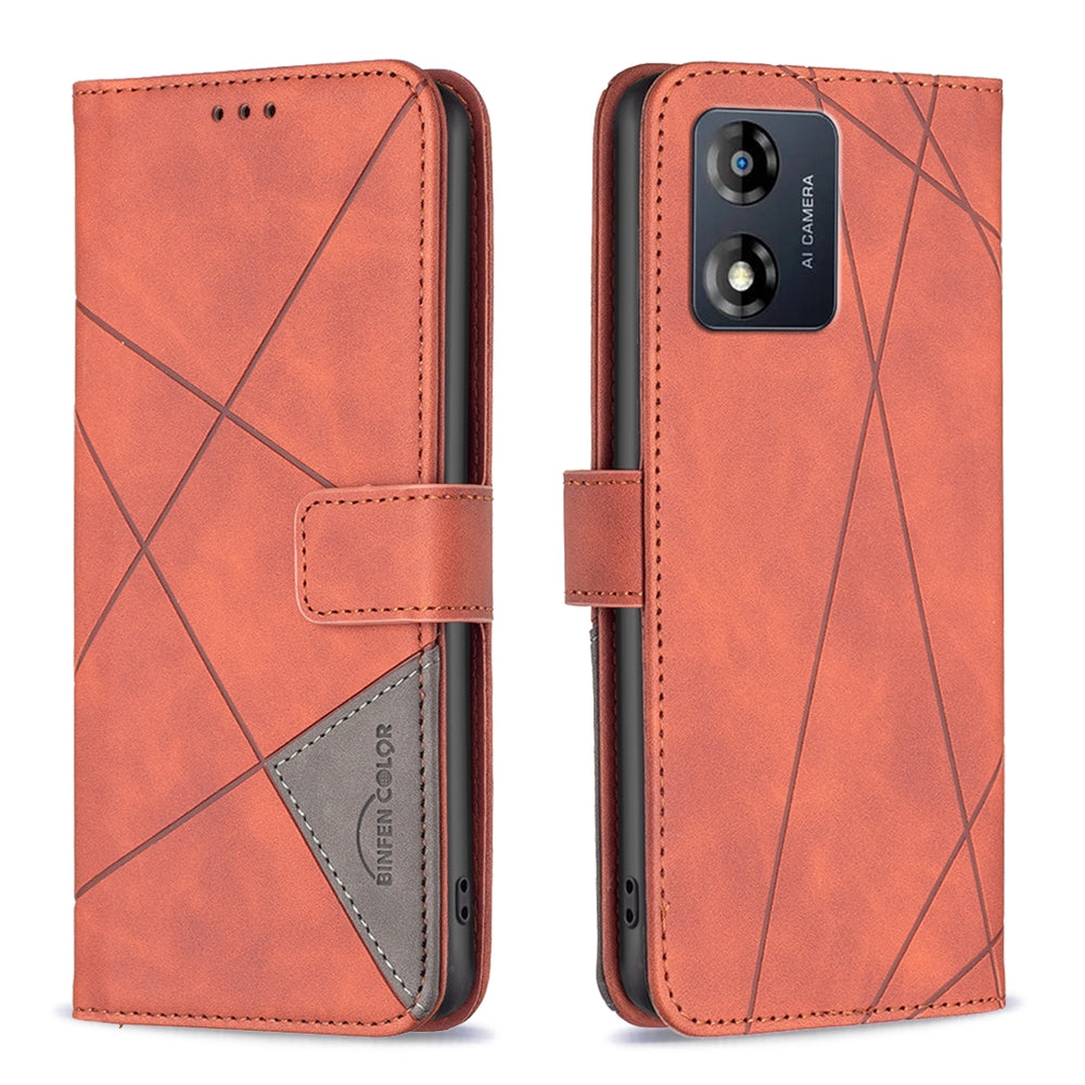 Motorola Moto E13 4G Rhombus Texture Leather Phone Case with Magnetic Buckle and Card Holder