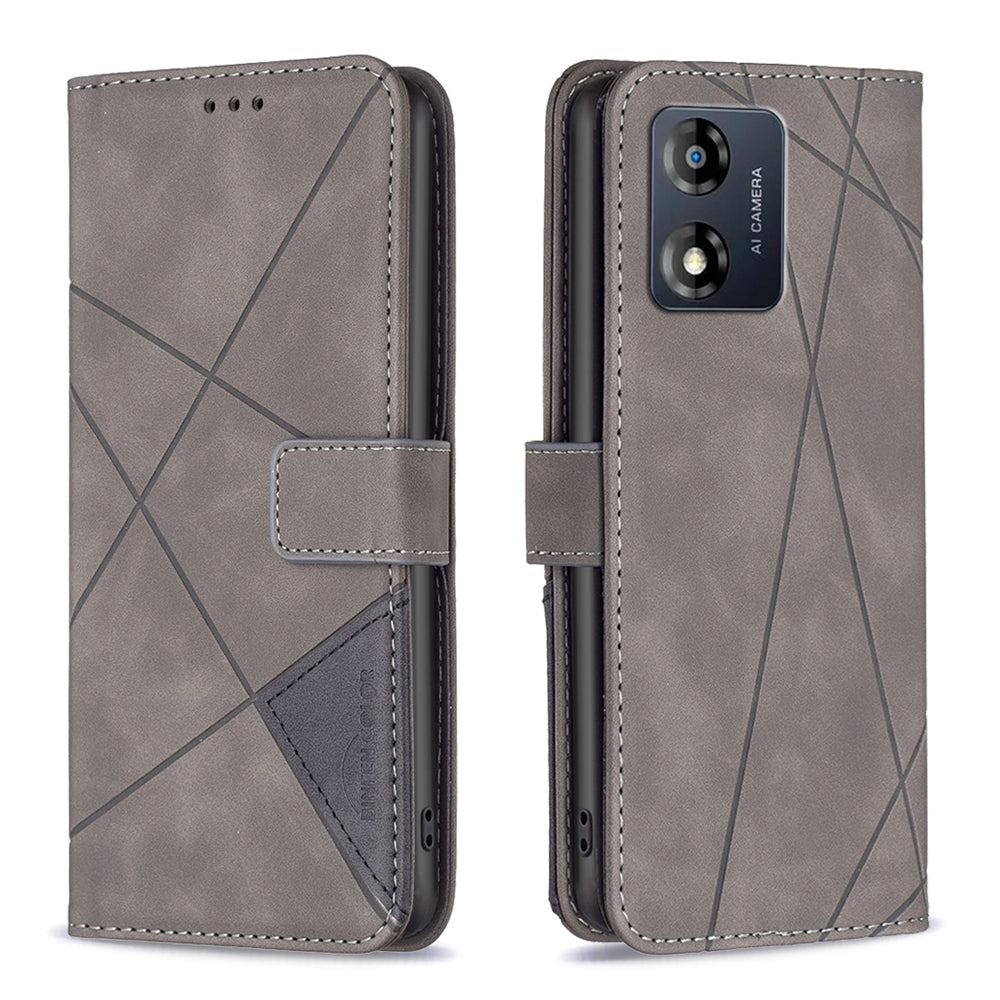 Motorola Moto E13 4G Rhombus Texture Leather Phone Case with Magnetic Buckle and Card Holder