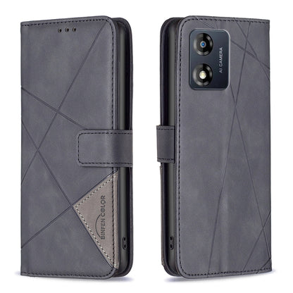 Motorola Moto E13 4G Rhombus Texture Leather Phone Case with Magnetic Buckle and Card Holder