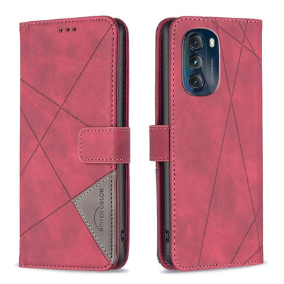 Motorola Moto G 5G 2023 Rhombus Texture Leather Phone Case with Magnetic Buckle and Card Holder