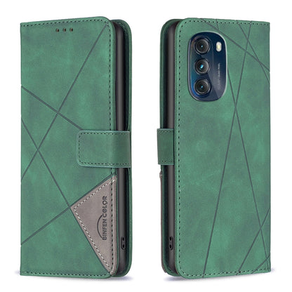 Motorola Moto G 5G 2023 Rhombus Texture Leather Phone Case with Magnetic Buckle and Card Holder
