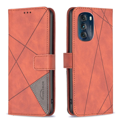 Motorola Moto G 5G 2023 Rhombus Texture Leather Phone Case with Magnetic Buckle and Card Holder
