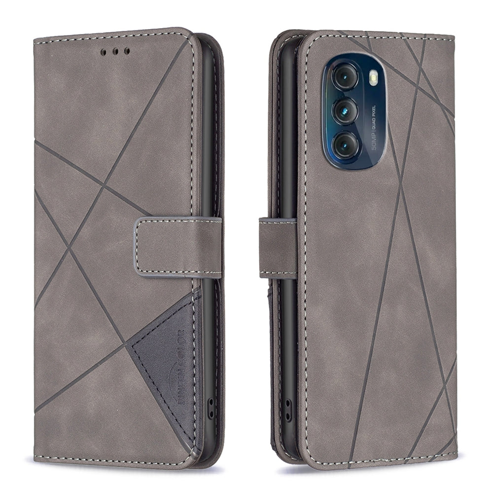 Motorola Moto G 5G 2023 Rhombus Texture Leather Phone Case with Magnetic Buckle and Card Holder