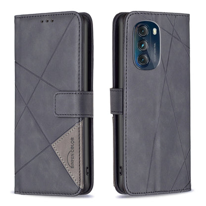 Motorola Moto G 5G 2023 Rhombus Texture Leather Phone Case with Magnetic Buckle and Card Holder