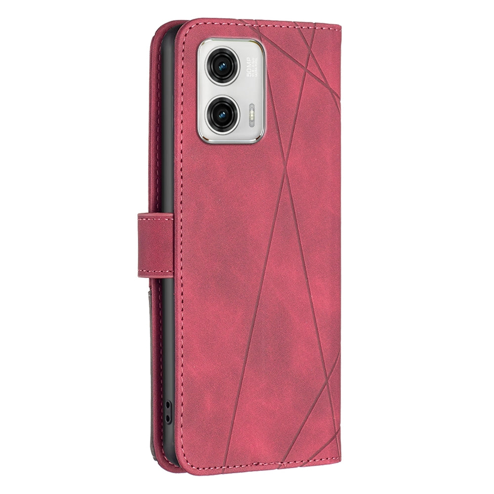 Motorola Moto G73 5G Rhombus Texture Leather Phone Case with Magnetic Buckle and Card Holder