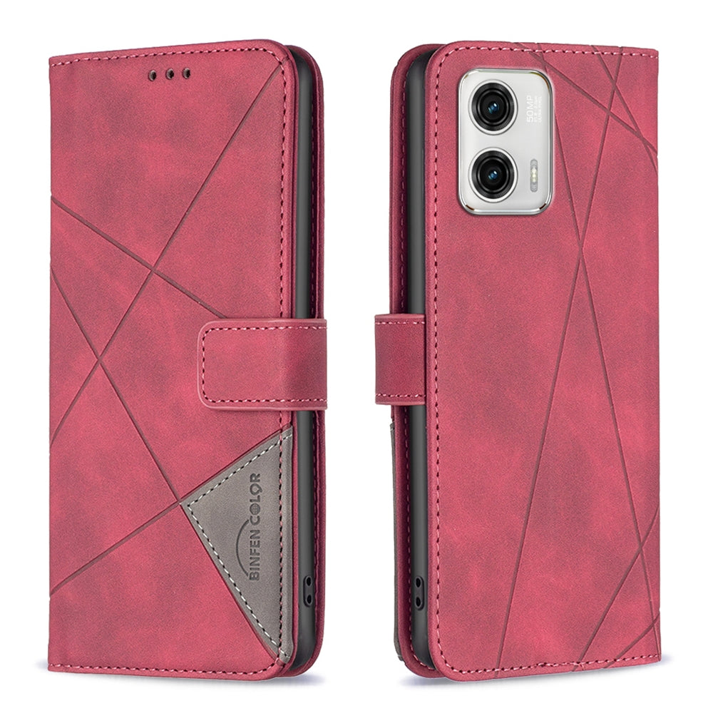 Motorola Moto G73 5G Rhombus Texture Leather Phone Case with Magnetic Buckle and Card Holder