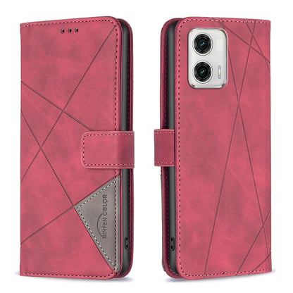 Motorola Moto G73 5G Rhombus Texture Leather Phone Case with Magnetic Buckle and Card Holder