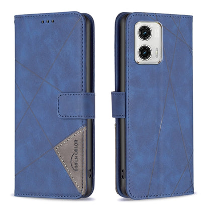 Motorola Moto G73 5G Rhombus Texture Leather Phone Case with Magnetic Buckle and Card Holder