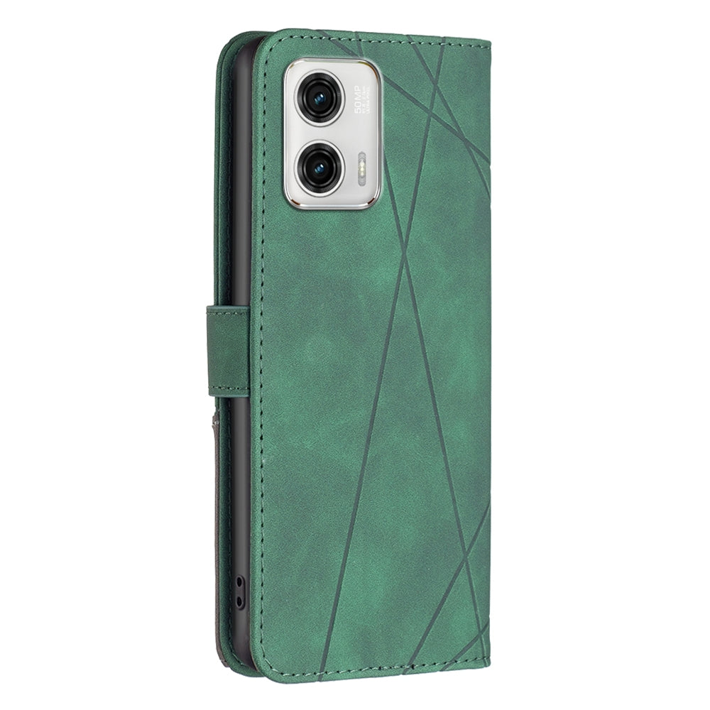 Motorola Moto G73 5G Rhombus Texture Leather Phone Case with Magnetic Buckle and Card Holder