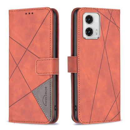 Motorola Moto G73 5G Rhombus Texture Leather Phone Case with Magnetic Buckle and Card Holder