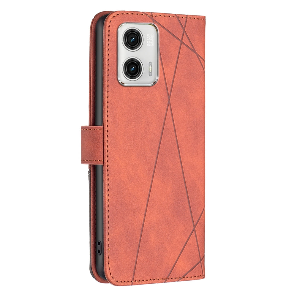 Motorola Moto G73 5G Rhombus Texture Leather Phone Case with Magnetic Buckle and Card Holder