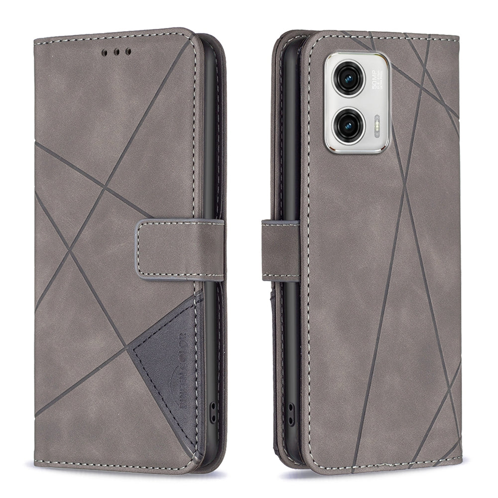 Motorola Moto G73 5G Rhombus Texture Leather Phone Case with Magnetic Buckle and Card Holder