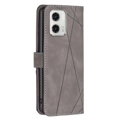 Motorola Moto G73 5G Rhombus Texture Leather Phone Case with Magnetic Buckle and Card Holder