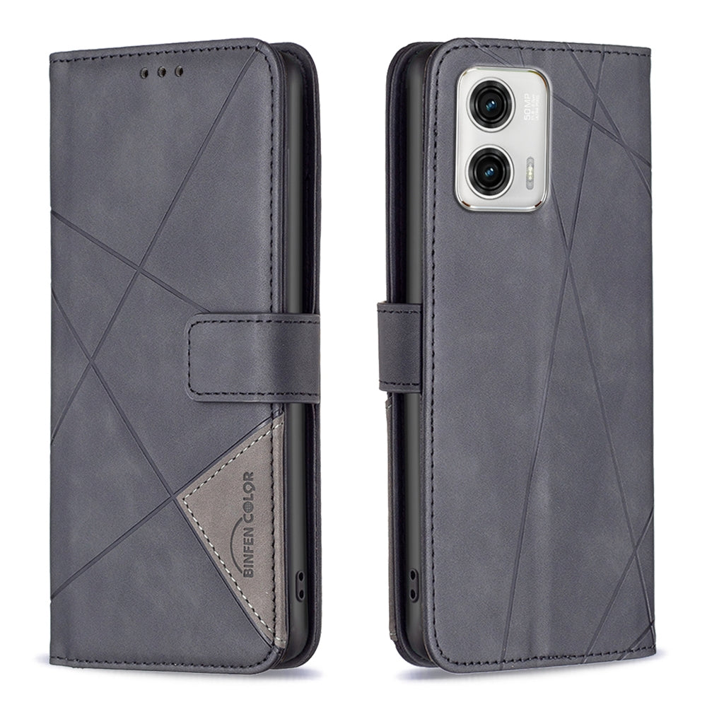 Motorola Moto G73 5G Rhombus Texture Leather Phone Case with Magnetic Buckle and Card Holder