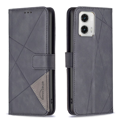 Motorola Moto G73 5G Rhombus Texture Leather Phone Case with Magnetic Buckle and Card Holder