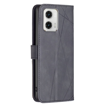 Motorola Moto G73 5G Rhombus Texture Leather Phone Case with Magnetic Buckle and Card Holder
