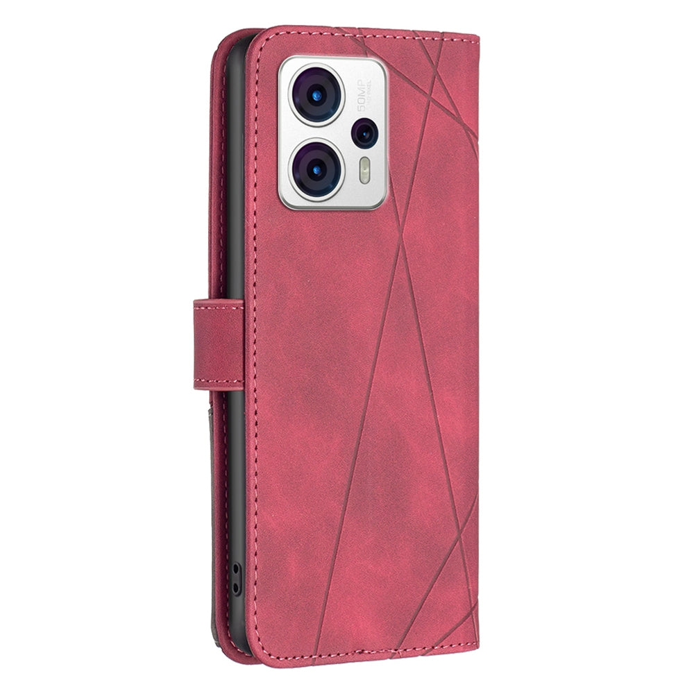 Motorola Moto G13 4G Rhombus Texture Leather Phone Case with Magnetic Buckle and Card Holder