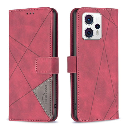 Motorola Moto G23 4G Rhombus Texture Leather Phone Case with Magnetic Buckle and Card Holder
