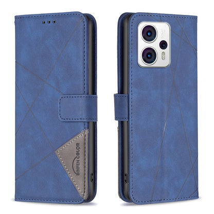 Motorola Moto G23 4G Rhombus Texture Leather Phone Case with Magnetic Buckle and Card Holder