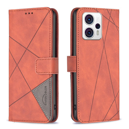 Motorola Moto G13 4G Rhombus Texture Leather Phone Case with Magnetic Buckle and Card Holder