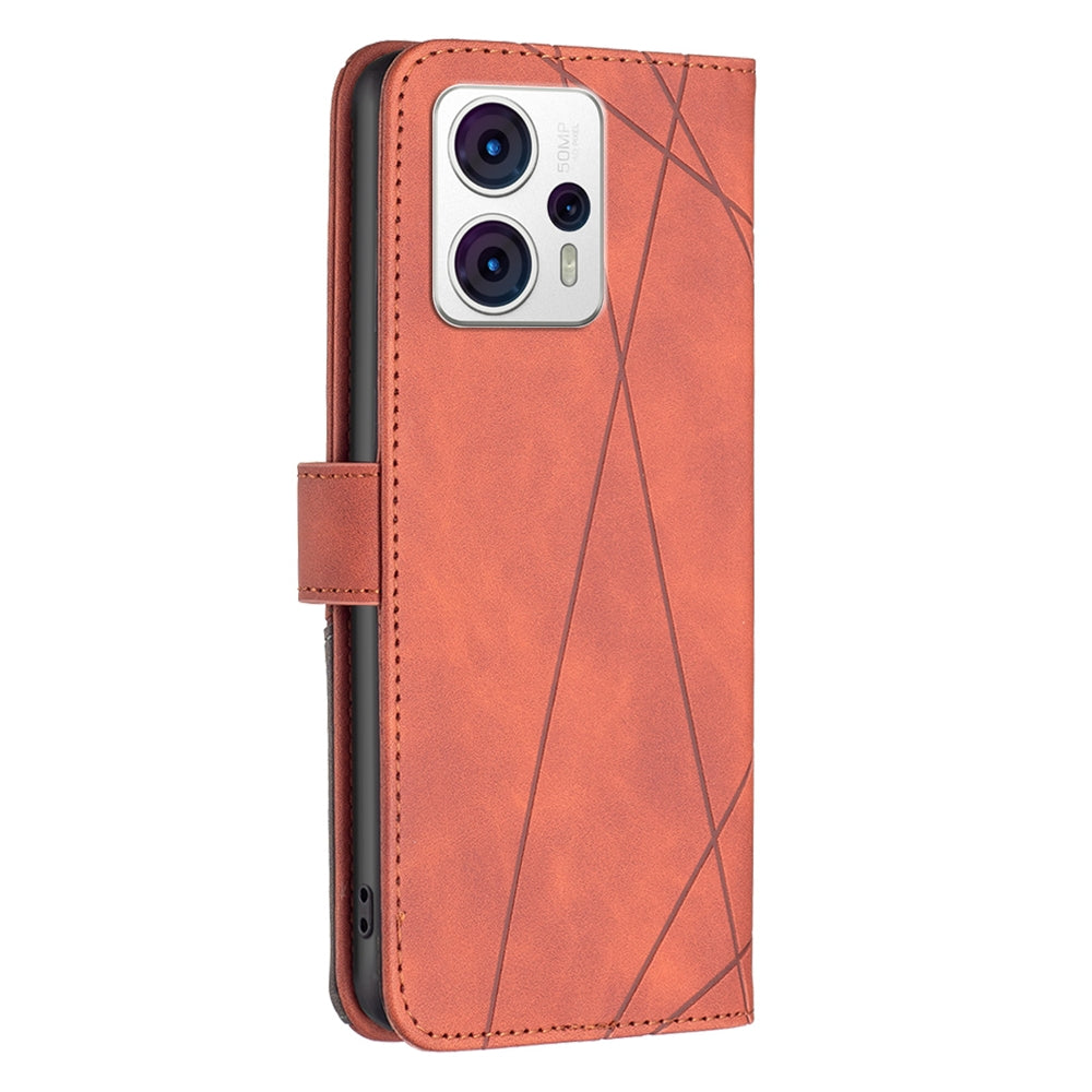 Motorola Moto G53 5G Rhombus Texture Leather Phone Case with Magnetic Buckle and Card Holder